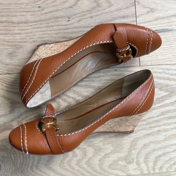 CHLOE cognac wedge pumps - Picture 3 of 6